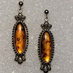 Carolyn Pollack Sterling and Amber earrings